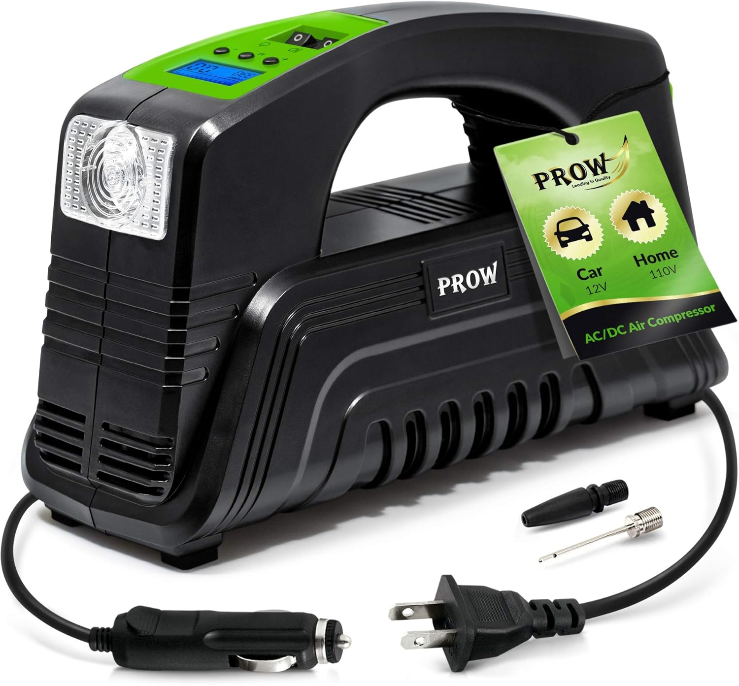 Electric Air Compressor Tire Inflator AC/DC Portable with Digital Pressure Gauge O628274