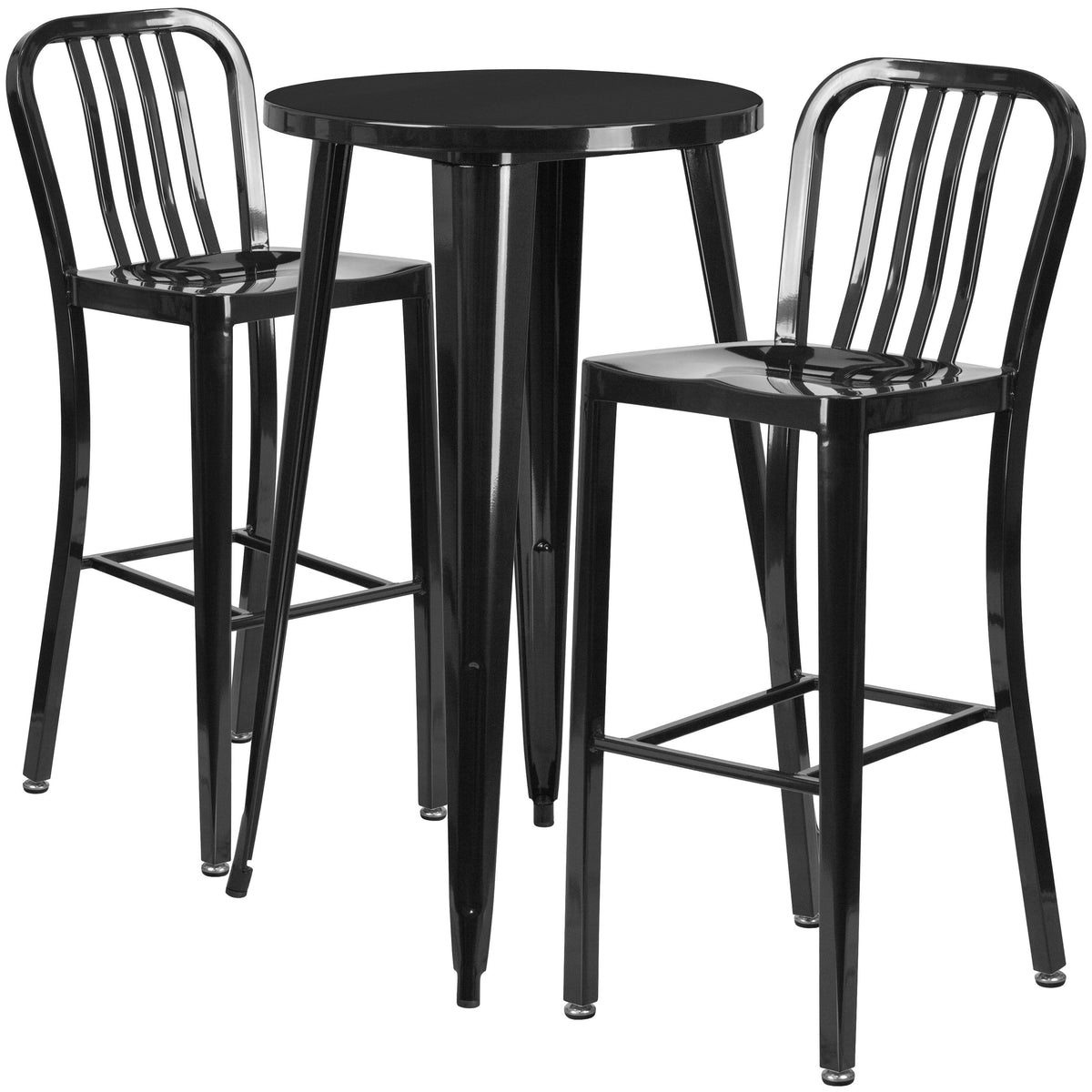 Orange Round Metal Bar Table Set with 2 Stools D7833