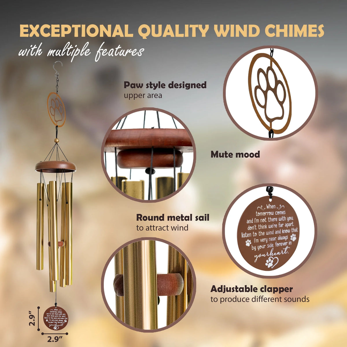 Memorial Wind Chimes with Sympathy Card, 30 inch J311460