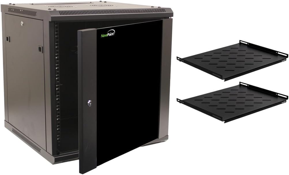 12U Wall Mount 19 Inch Server Cabinet Rack Enclosure Glass Door Lock J7572