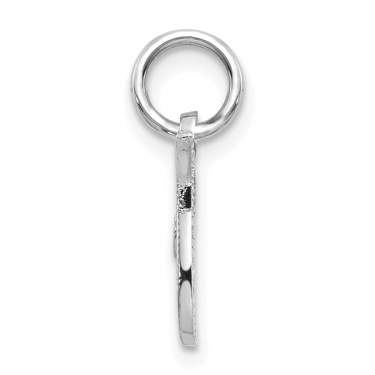 14K White Gold Polished Rhodium Plated Script Letter T Initial Pendant Charm O346