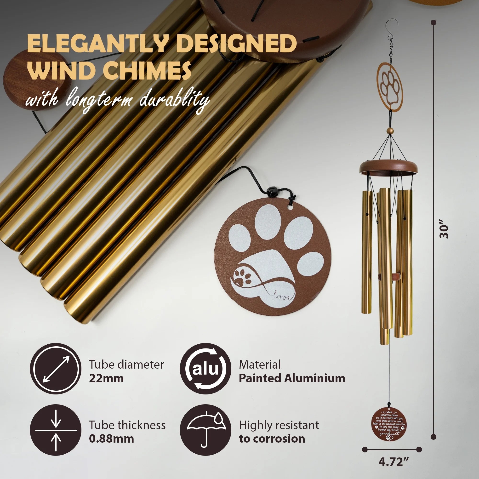Memorial Wind Chimes with Sympathy Card, 30 inch J311460