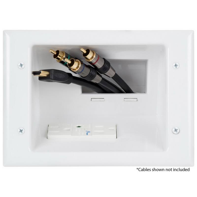 Recessed Pro-Power Kit with Duplex Surge Suppressor and Straight Blade Inlet Mounting Plate - White F582727
