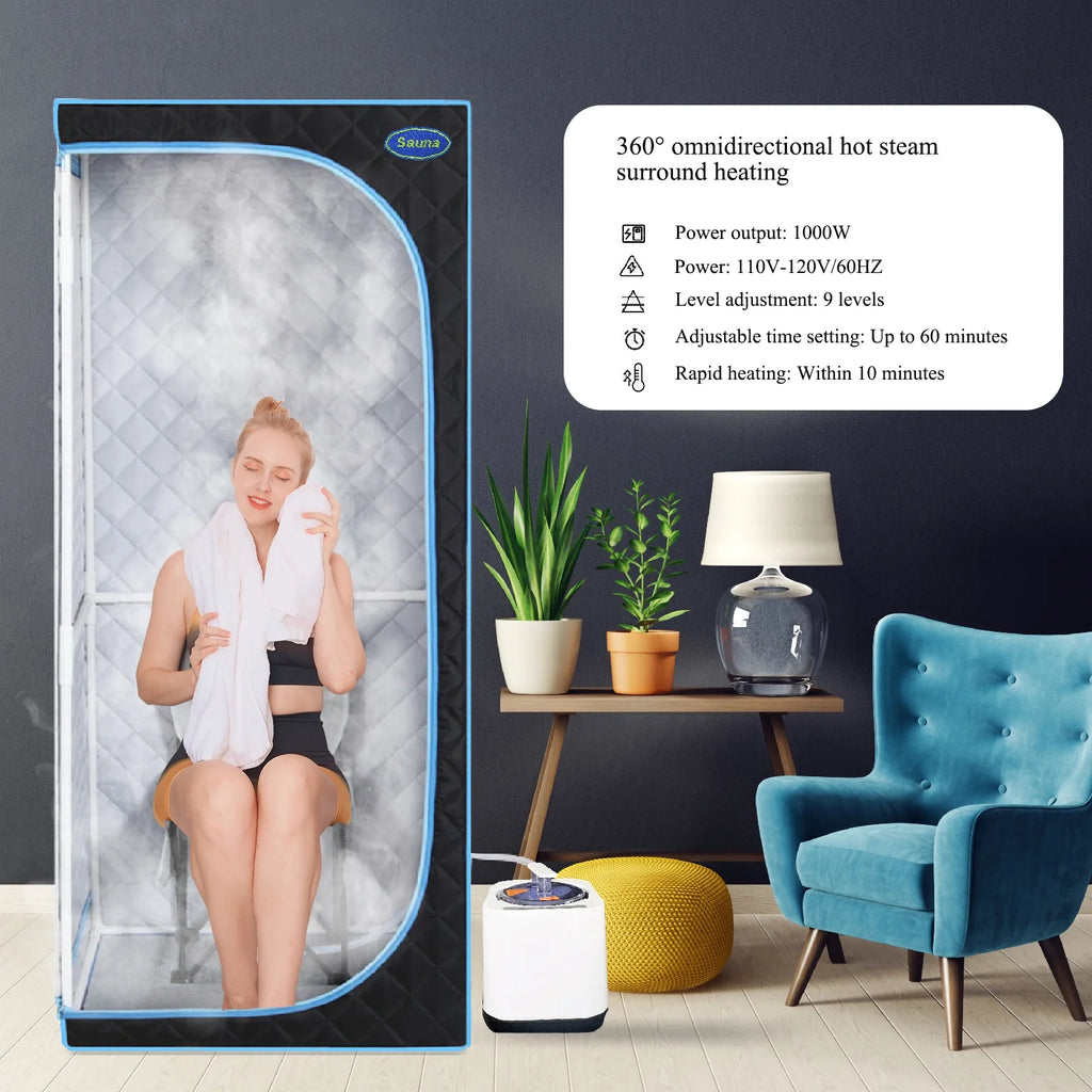 Portable Full Body Steam Sauna Tent with Folding Chair G580178