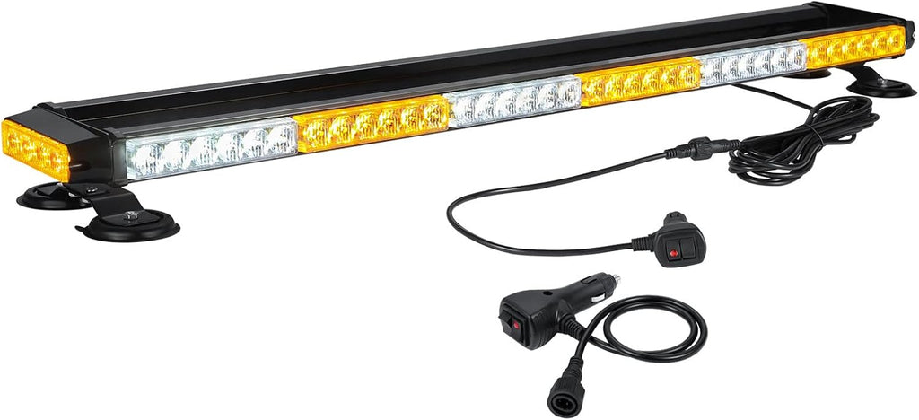 80 LED Amber White Emergency Strobe Light Bar with Strong Magnetic Double Side A768