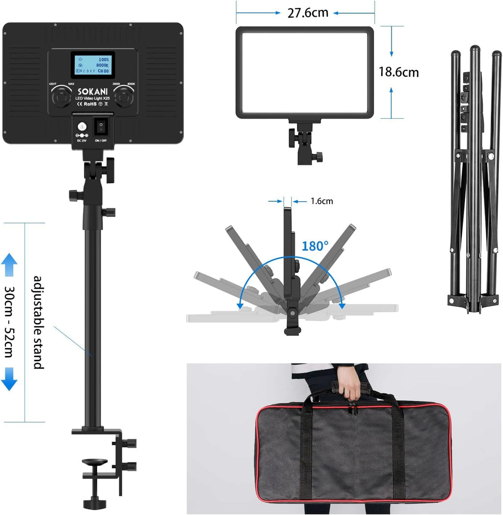 2PCs Bi-Color LED Panel Light with Light Stand M71314