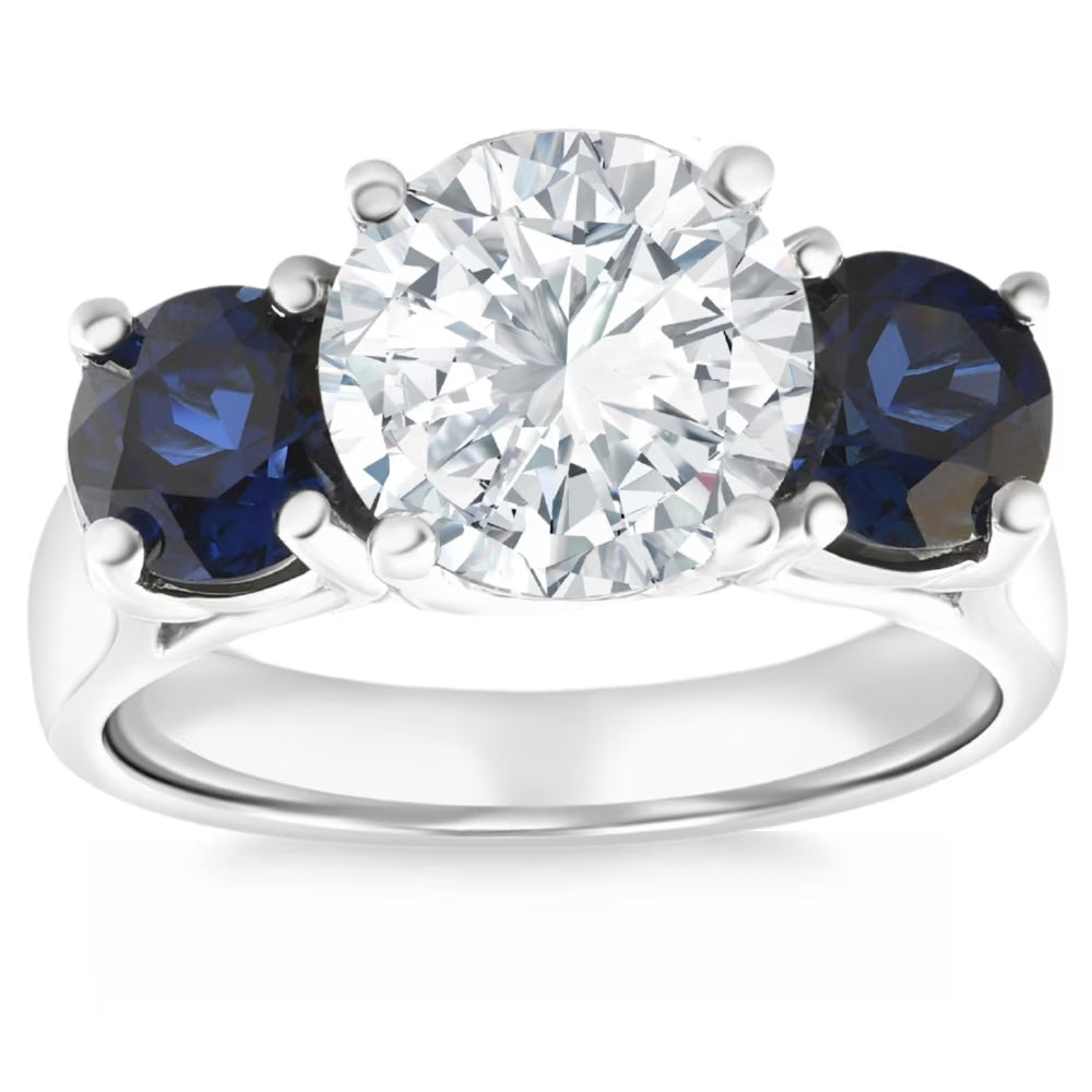 14k Gold Diamond & Blue Sapphire Engagement Ring K6646