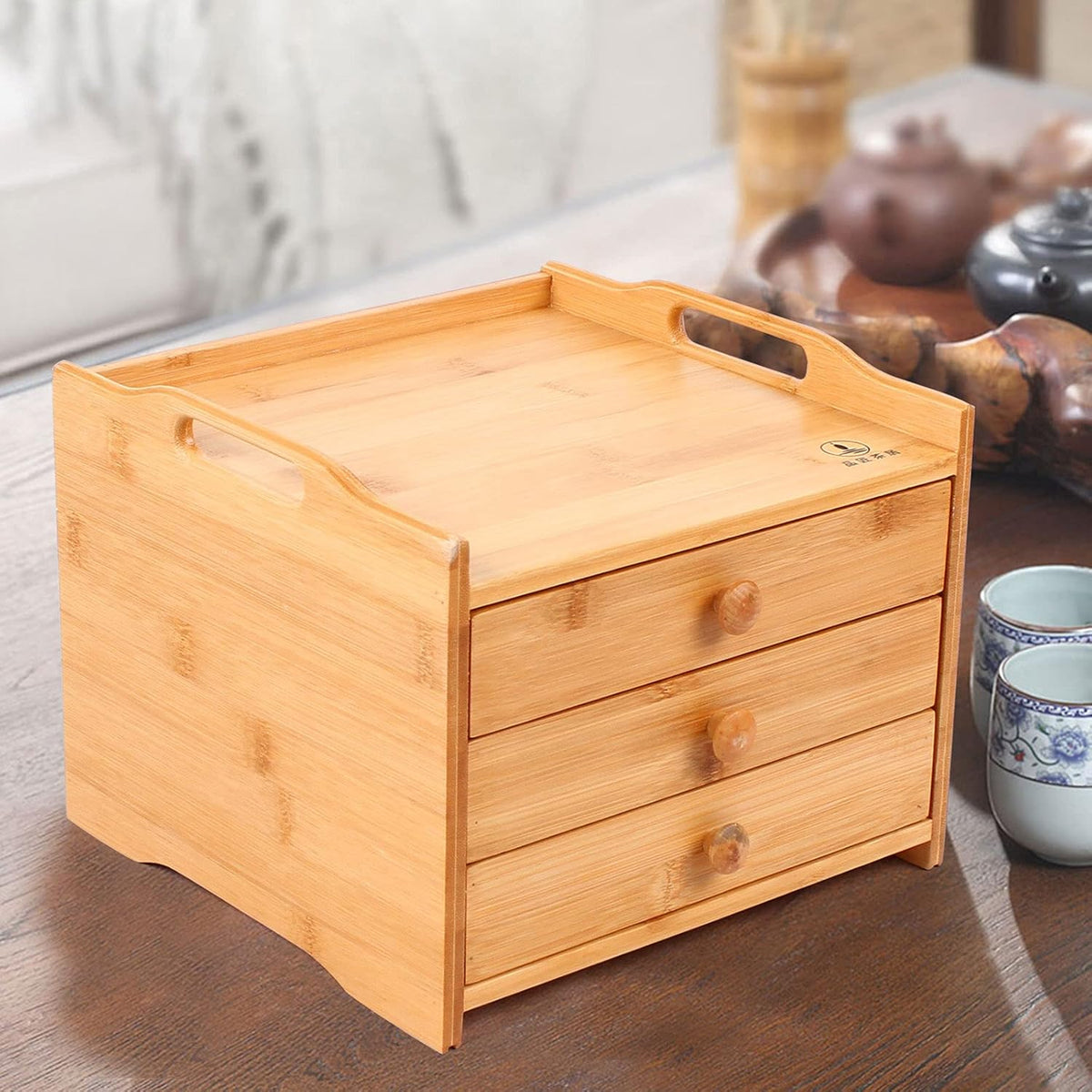 Bamboo Tea Storage Box 5 Layers 9.84 x 10.24 x 9.25 inch V749