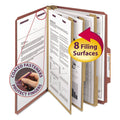 Red Legal Size Pressboard Classification Folders with Fasteners, 3 Dividers, 10/Box P494