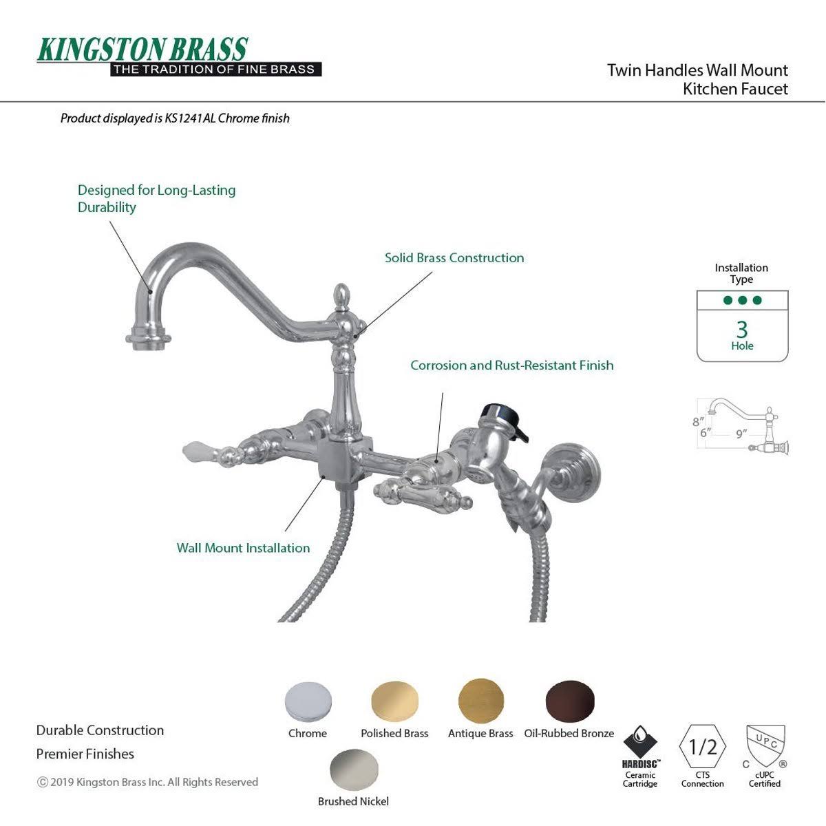 Polished Nickel Wall Mount Tub Filler R64140