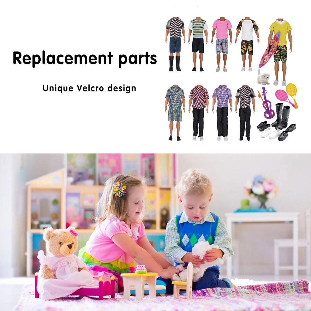 16 Pieces Boyfriend Dolls Clothing Shoes Handmade 11inch Toys E9534