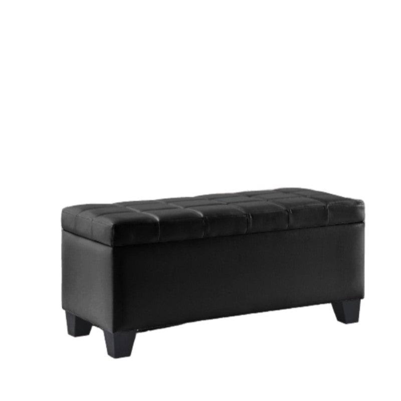 Black Pleather Storage Bench Y42044