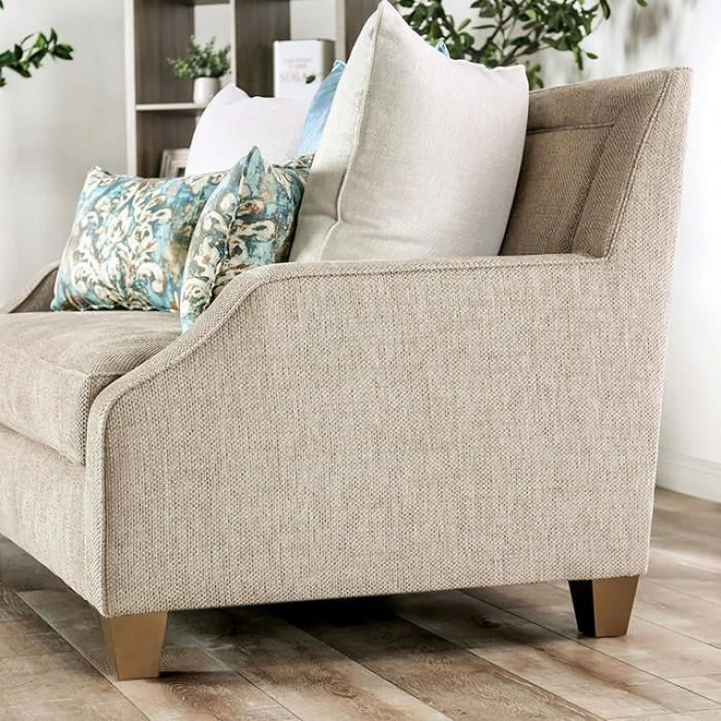 Beige & Teal Chenille Loveseat C90507