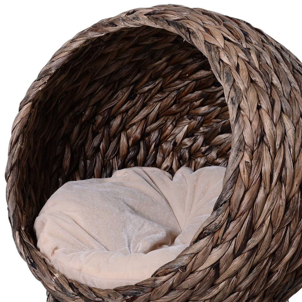 Cat Braided Banana Leaf House with Cotton Bed V44764