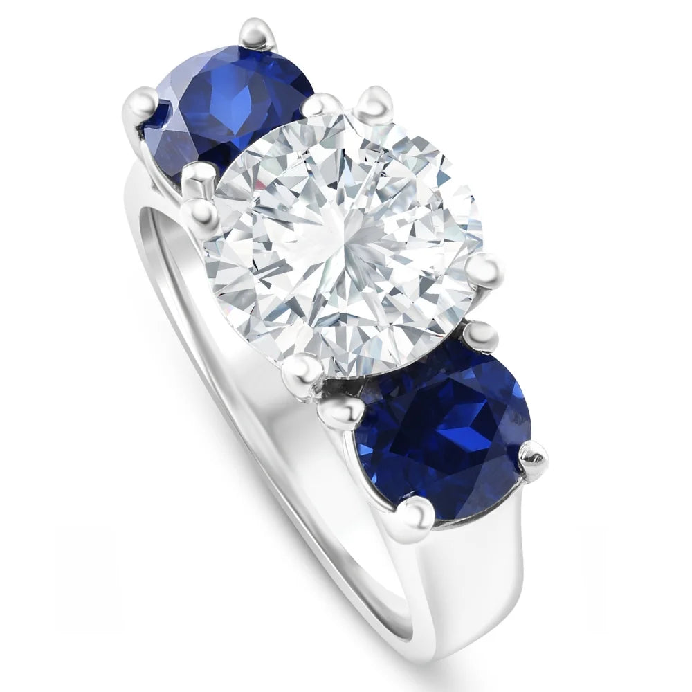 14k Gold Diamond & Blue Sapphire Engagement Ring K6646