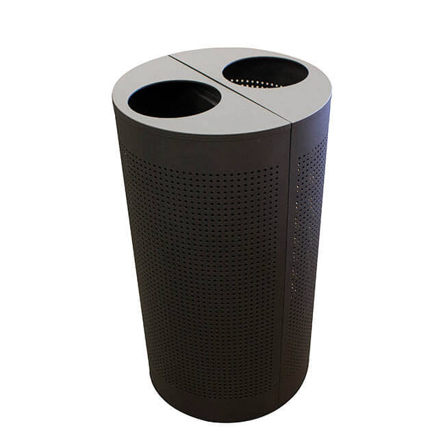 Black Half Round 12 Gallon Trash Can G7272