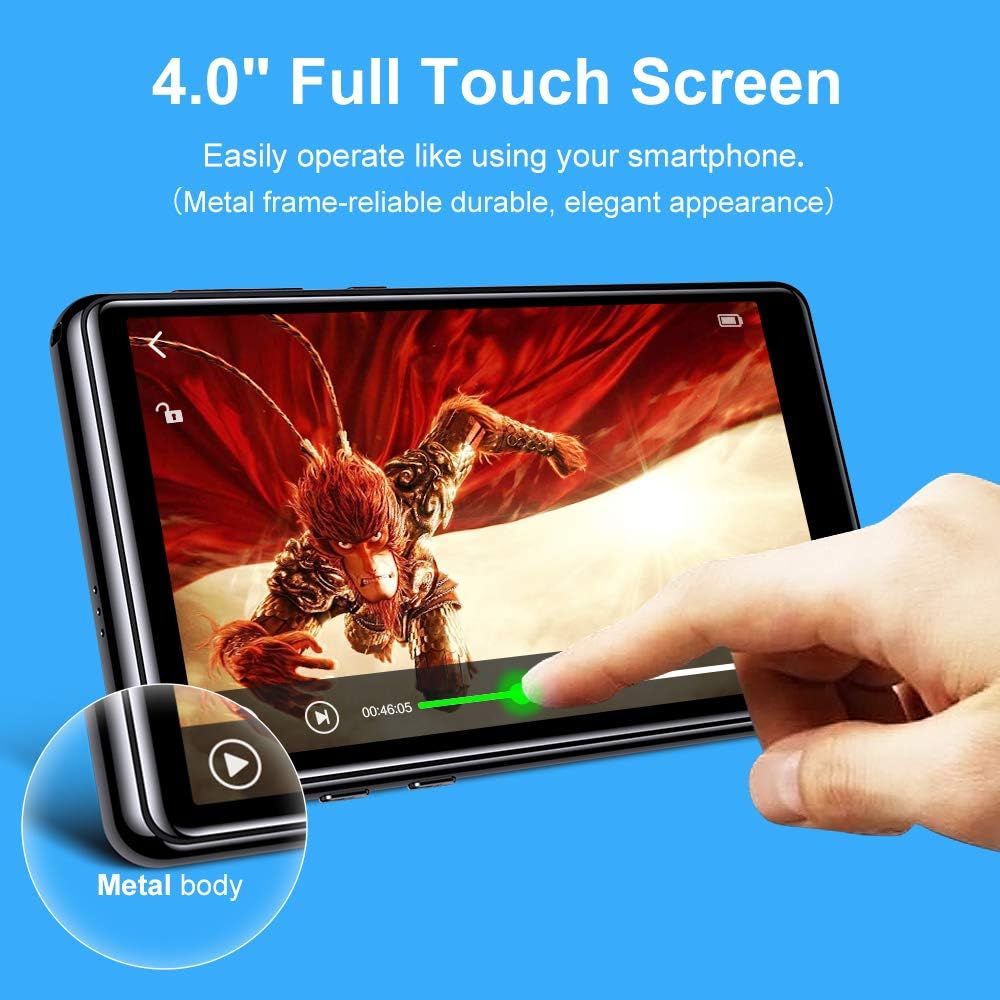 16GB Bluetooth MP3 Player with Touchscreen, FM Radio, Micro SD Slot, Headphones + Case, Pack of 2 J519