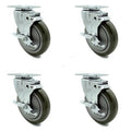 5' x 1.25' Gray Polyurethane Wheel Swivel Casters Z585