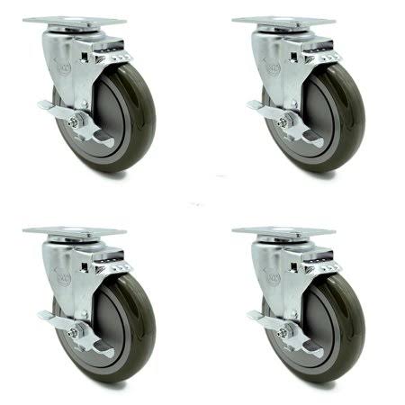 5' x 1.25' Gray Polyurethane Wheel Swivel Casters Z585