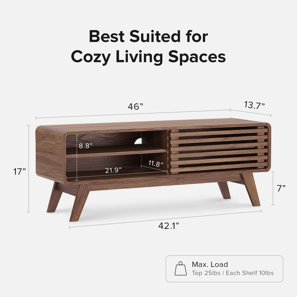 Scandinavian TV Stand with Slatted Door S134666
