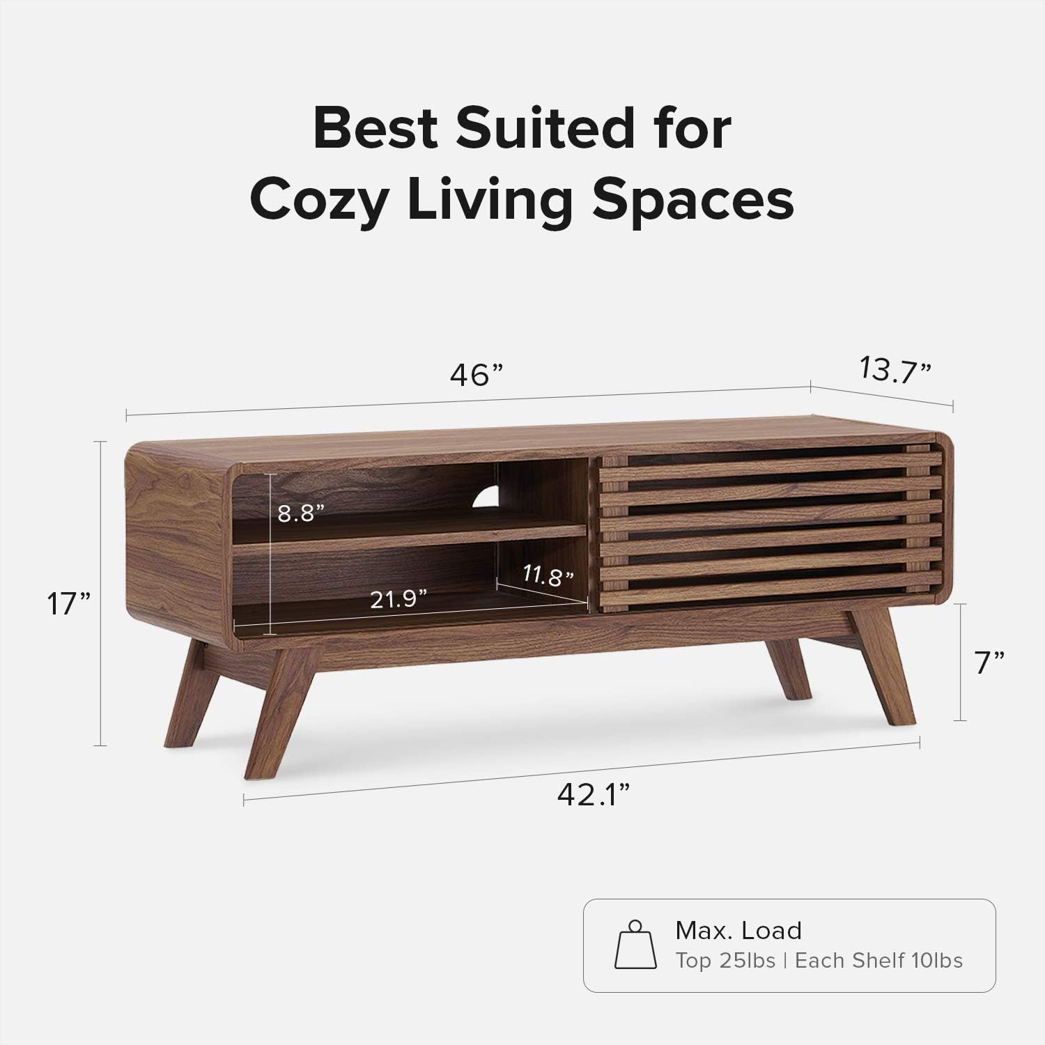 Scandinavian TV Stand with Slatted Door S134666