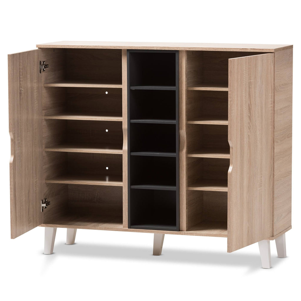 Oak and Grey Wood Storage Cabinet P98044