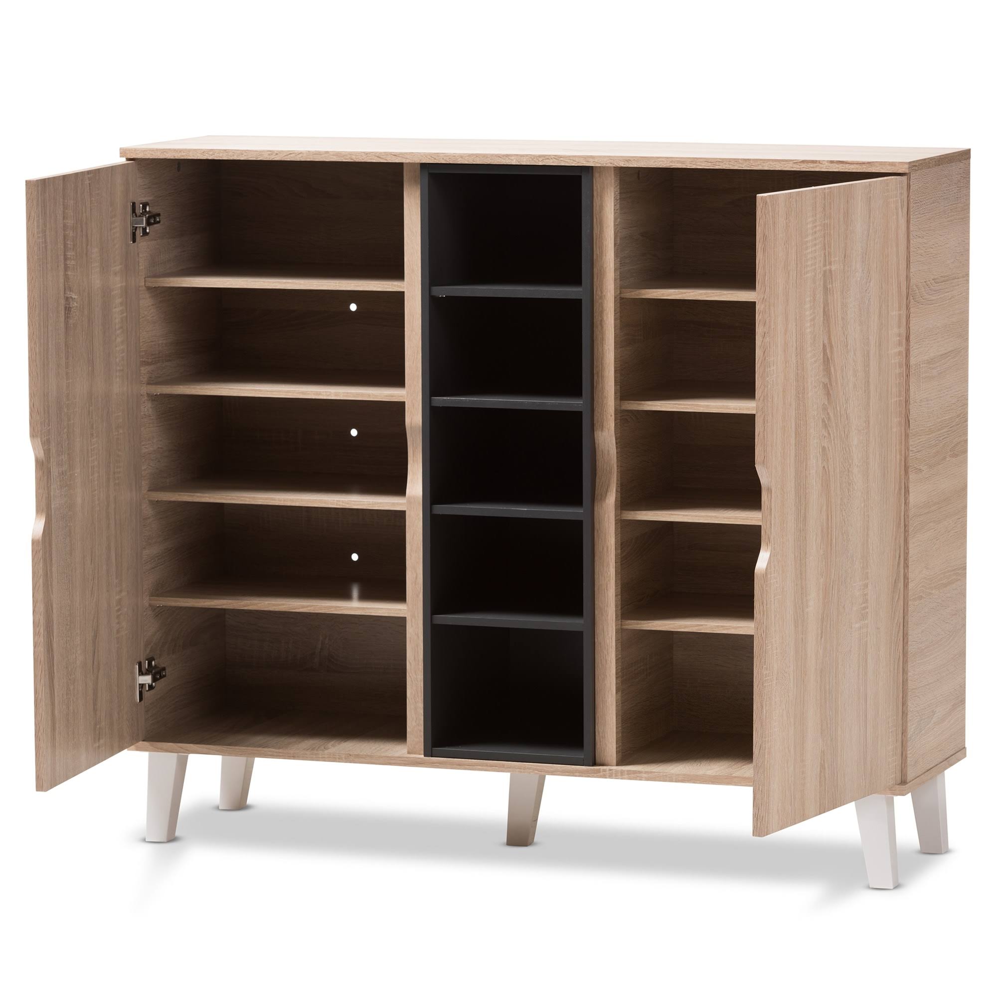 Oak and Grey Wood Storage Cabinet P98044