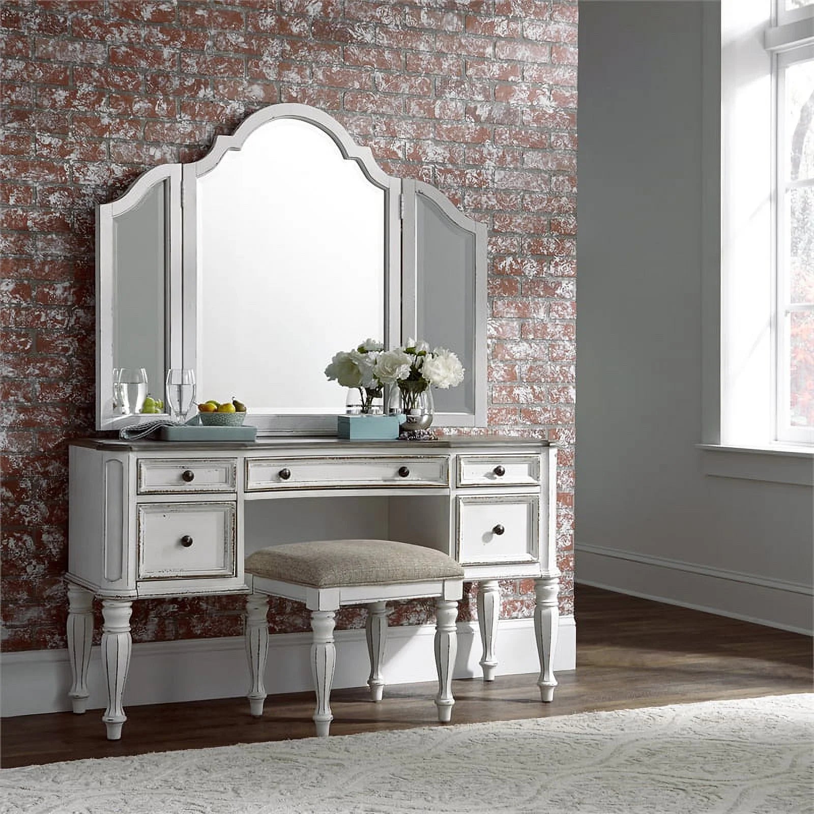 White Vanity Stool C257