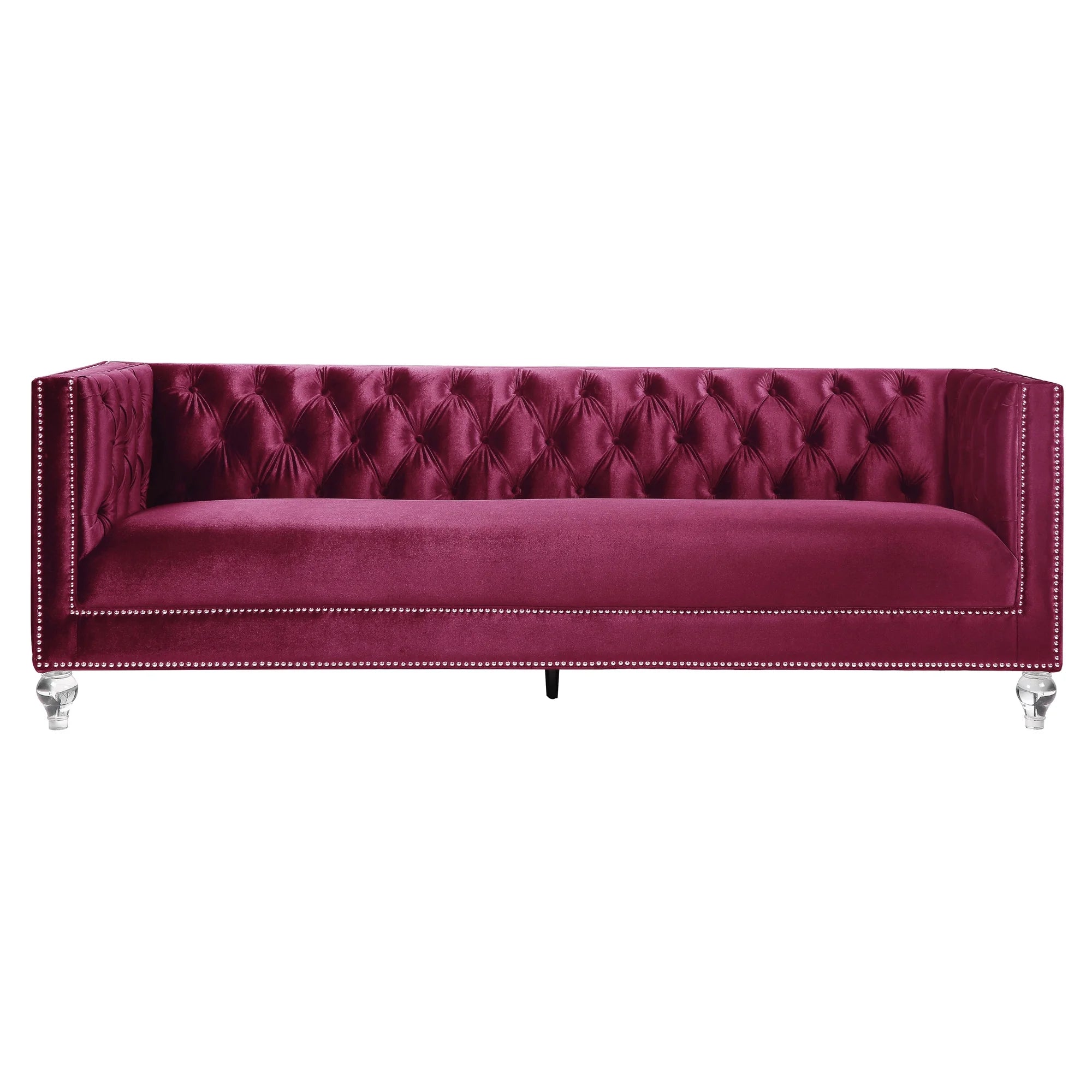 Burgundy Sofa with 2 Pillows E6954