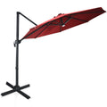 Wine Patio Offset Cantilever Umbrella with Solar Lights X19314