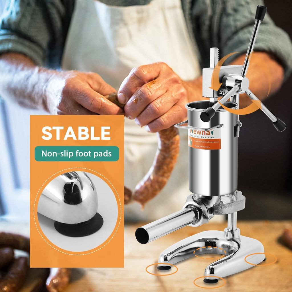 2L Manual Sausage Stuffer 4 Sausage Tubes Stainless Steel Meat Filler G70550