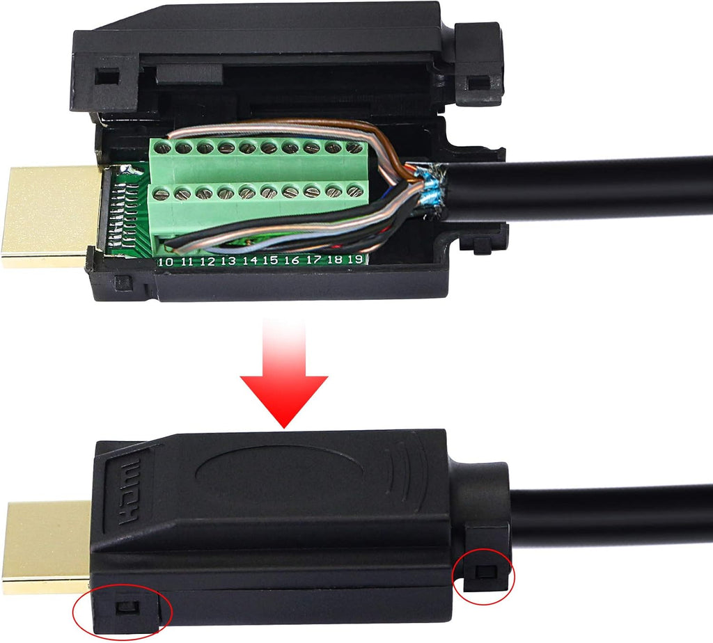 HDMI Solderless Adapter Gold Plated Extension Cable Connector Breakout Board with Plastic Cover Screwdriver C395345