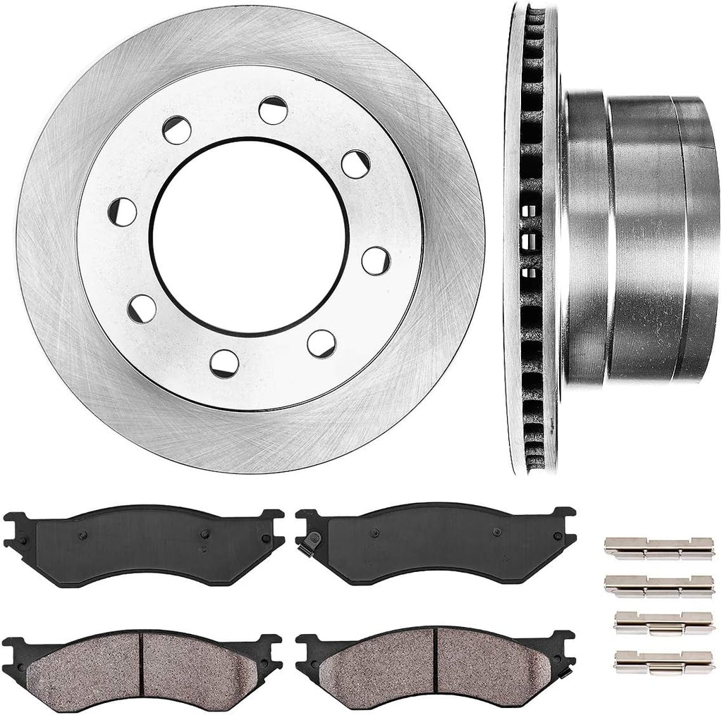 8 Lug Brake Disc Rotors with Ceramic Brake Pads and Clips U8520
