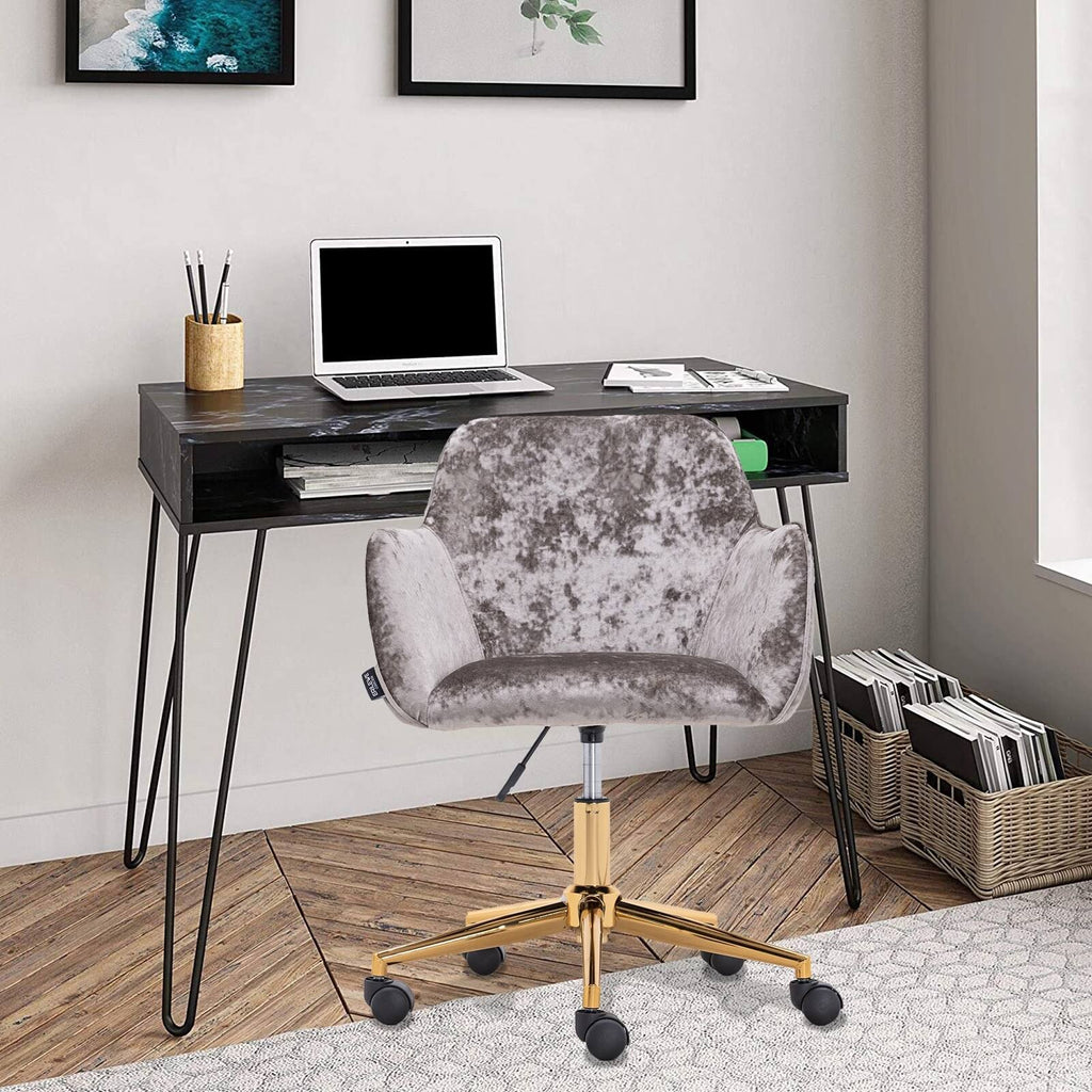 Navy Velvet Adjustable Height 360 Revolving Office Chair X7596