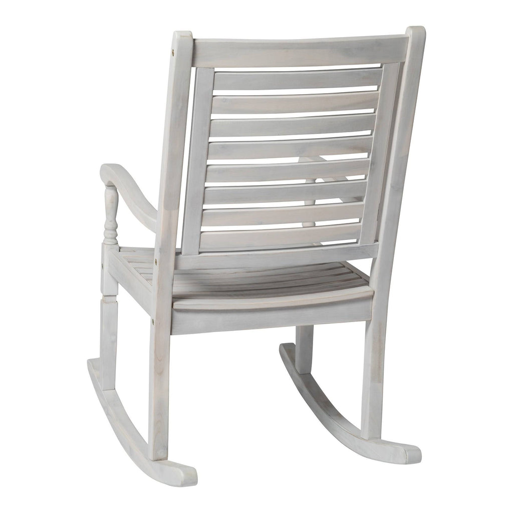 Dark Brown Solid Acacia Wood Rocking Patio Chair Y836308
