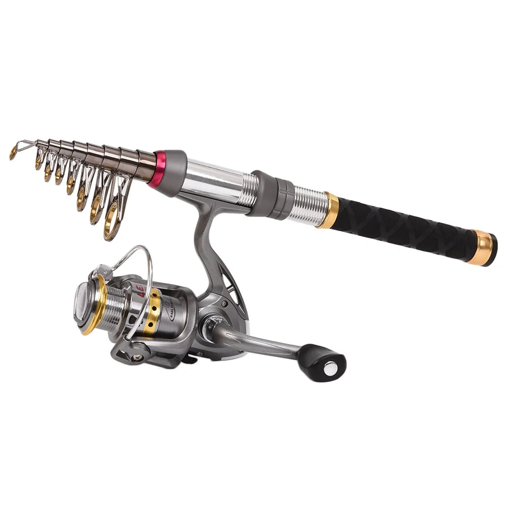Carbon Fiber Telescopic Fishing Rod Reel Combo with Carrier Bag E943