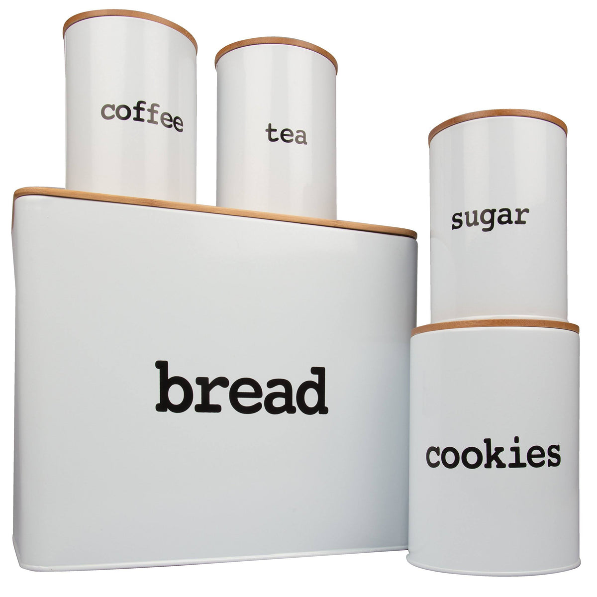 Extra Large Bread Box and 5 Piece Kitchen Canister Set with Bread Cutting Board J690868