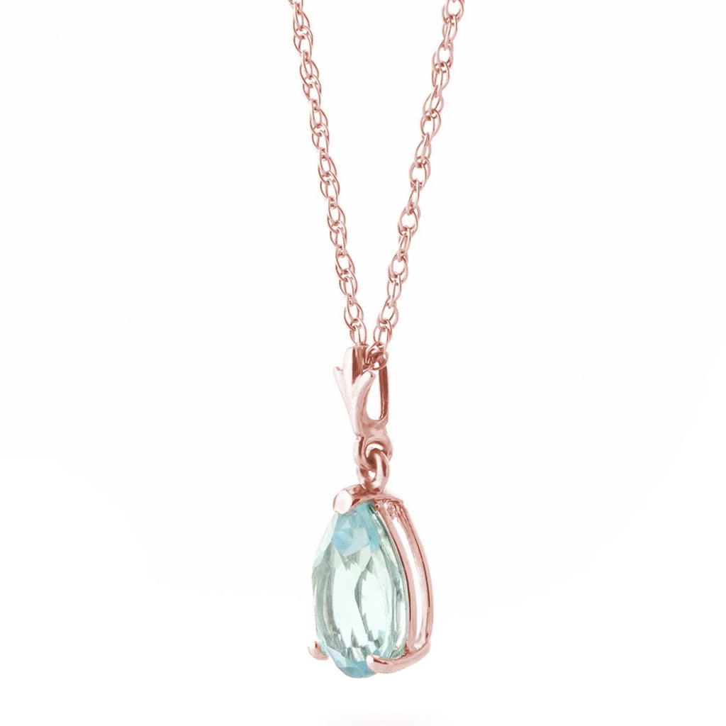 Rose Gold Pear-shaped Aquamarine Drop Pendant Necklace I7749