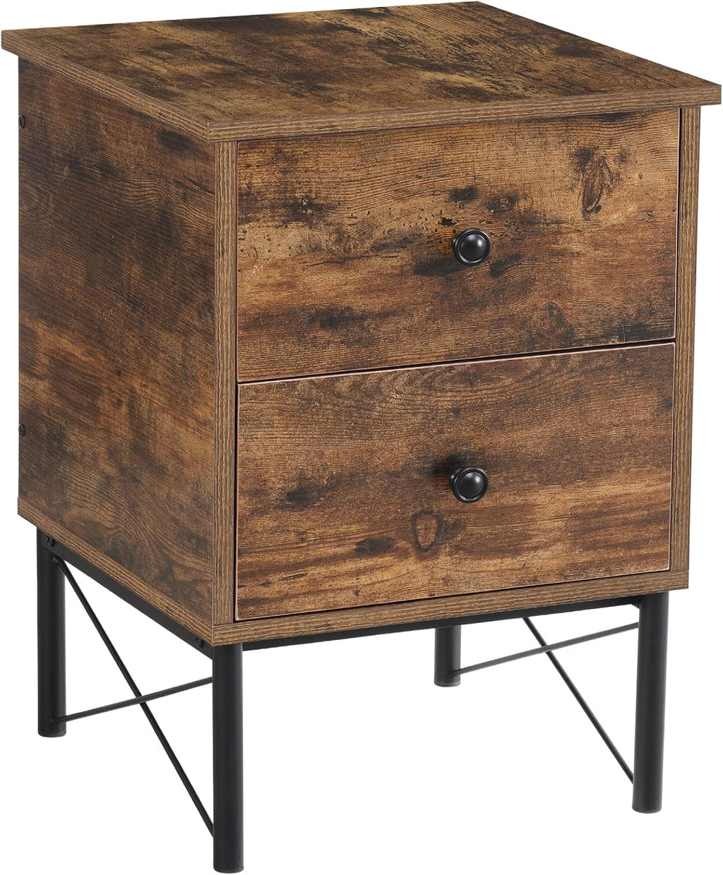 Vintage 2 Drawer End Table with Metal Frame H30031