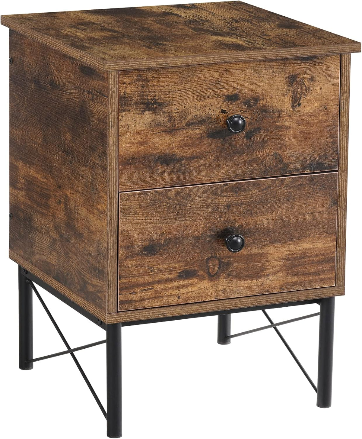 Vintage 2 Drawer End Table with Metal Frame H30031