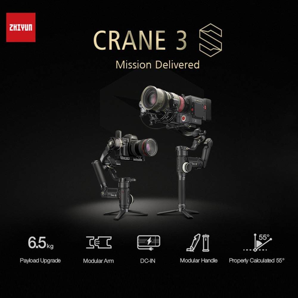 3-Axis Handheld Gimbal Stabilizer for DSLR Cameras and Camcorder, 6.5kg Payload, DC-in (Pro Package) W38419