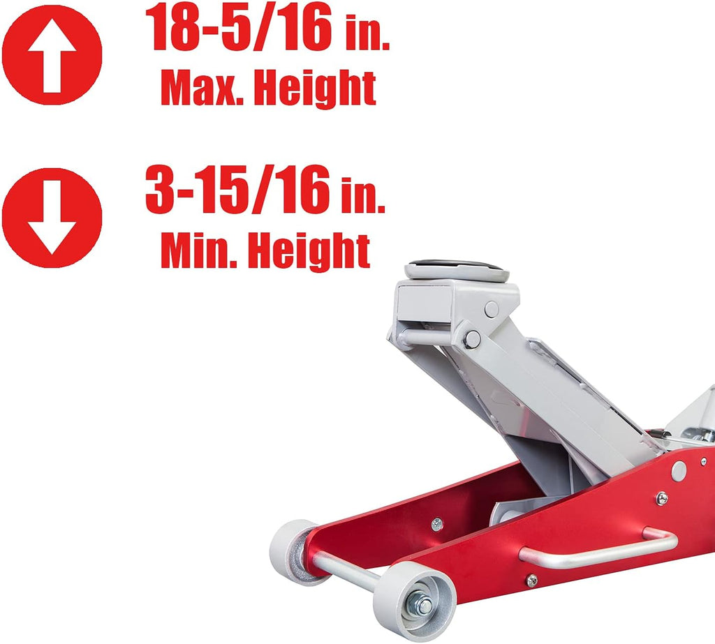 3 Ton Hydraulic Aluminum and Steel Racing Floor Jack with Dual Piston Quick Lift Pump C378598