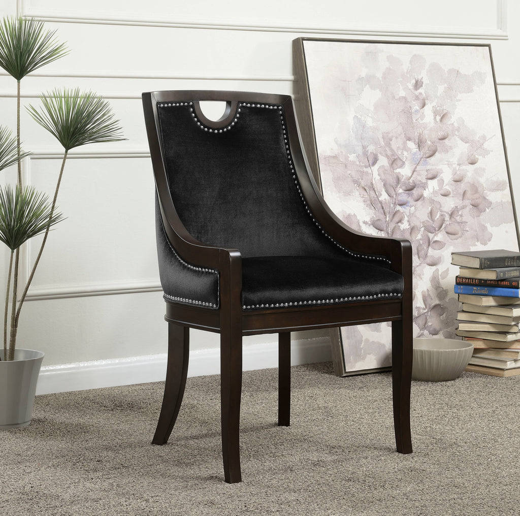 Black Velvet Nailhead Dining Side Chair S4618