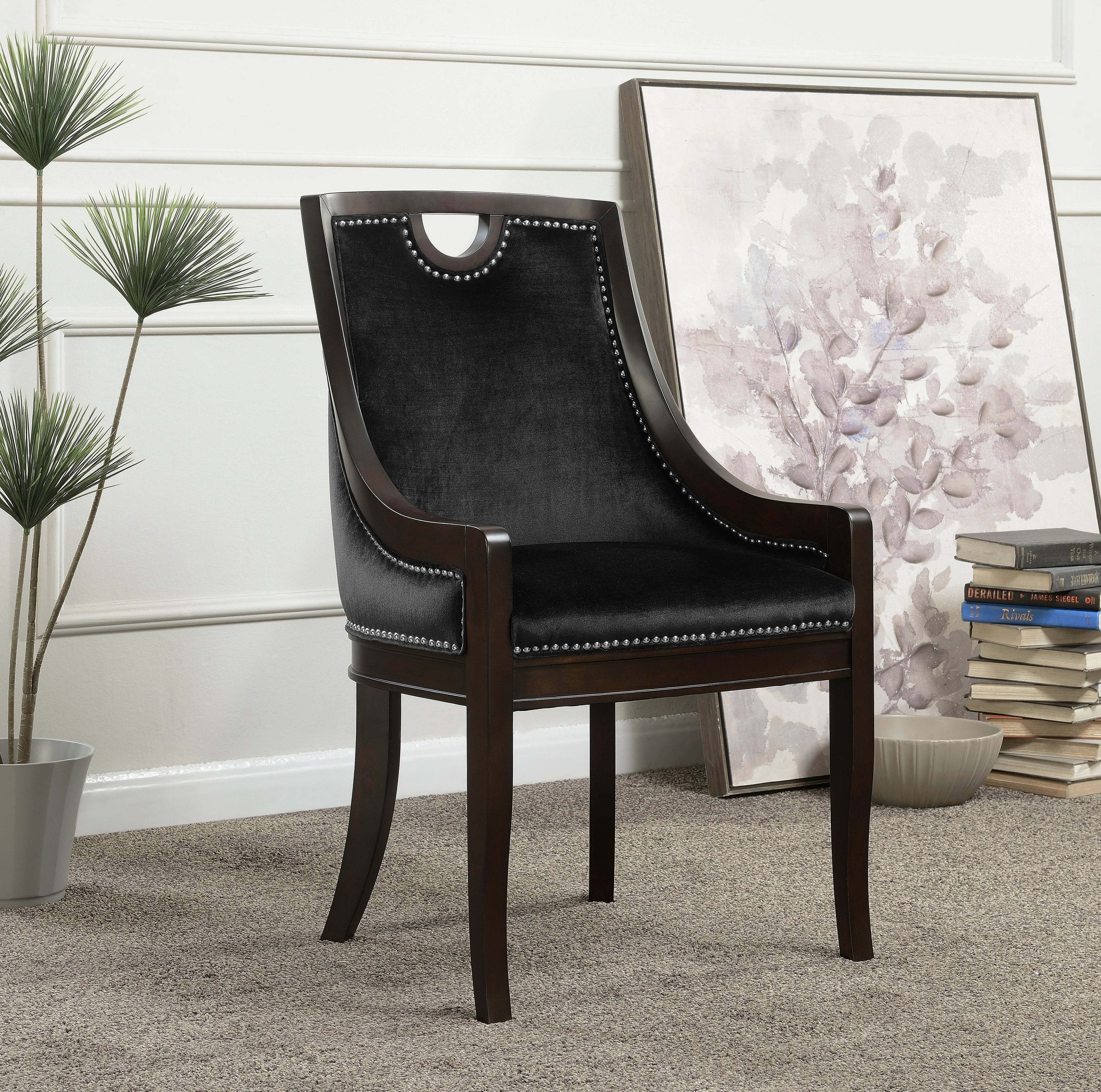 Black Velvet Nailhead Dining Side Chair S4618