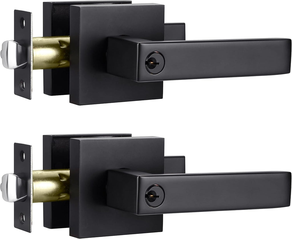 5 Pack Matte Black Heavy Duty Exterior Door Handle Keyed Alike Entry Door Lock Set R5134