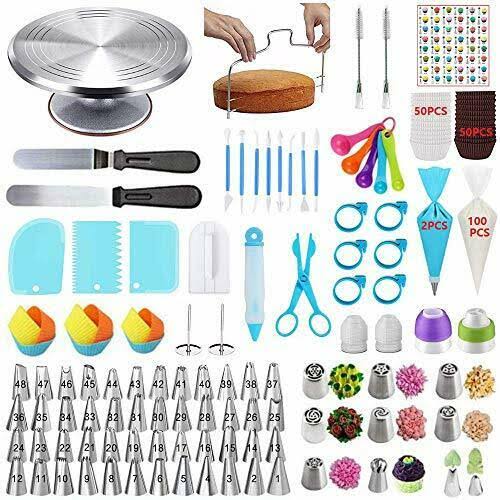 307 Pcs Cake Decorating Kit with Aluminium Alloy Revolving Cake Turntable F65865