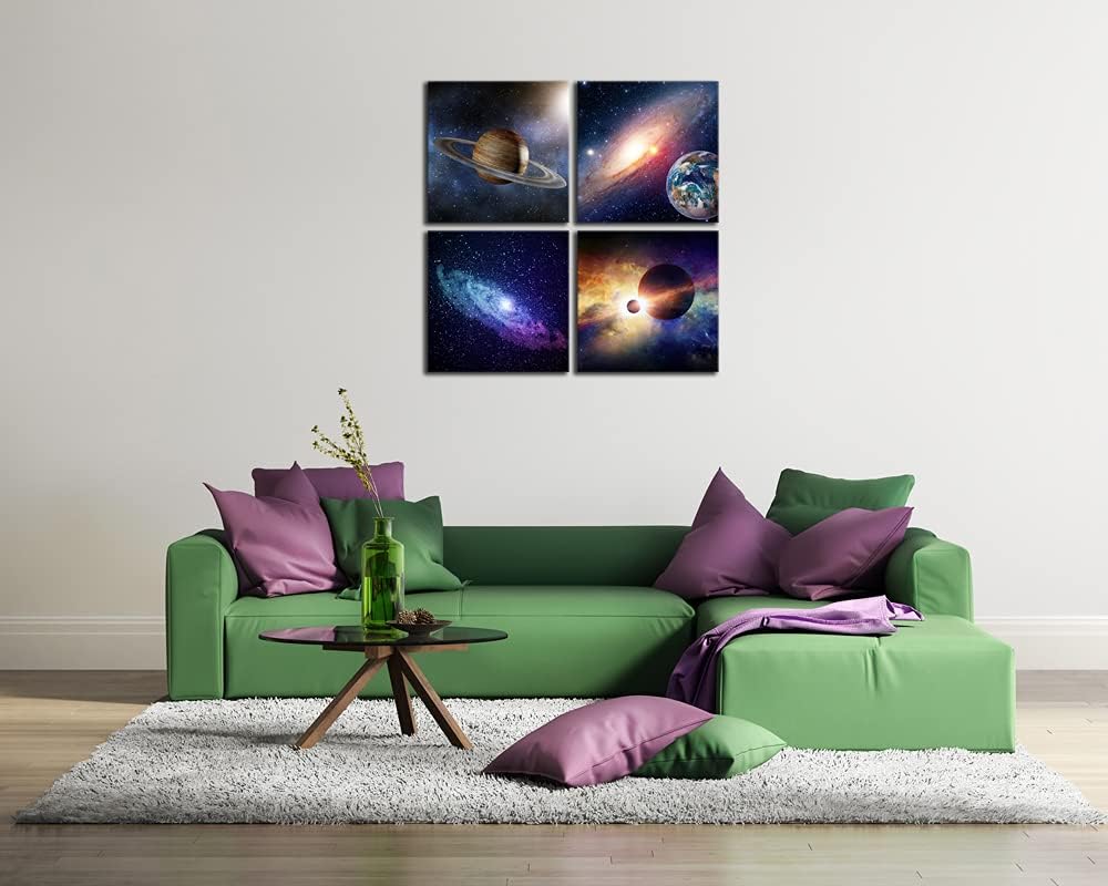 Star Sky Space Canvas Paintings Wall Art 4 Piece Stretched and Framed Giclee Canvas Prints K570951