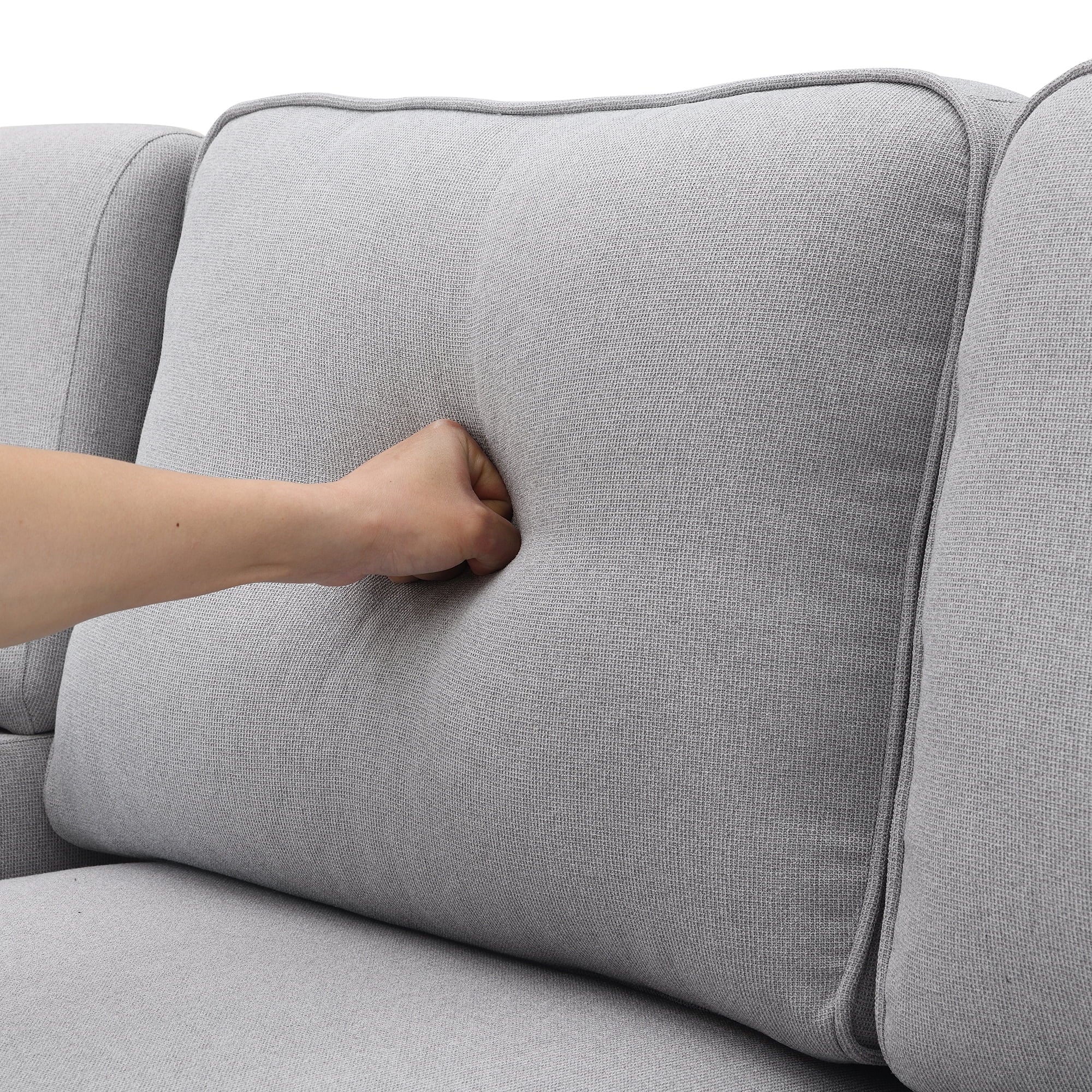 Light Grey 4-Seater Linen Fabric Sofa with 4 Pillows Z17171