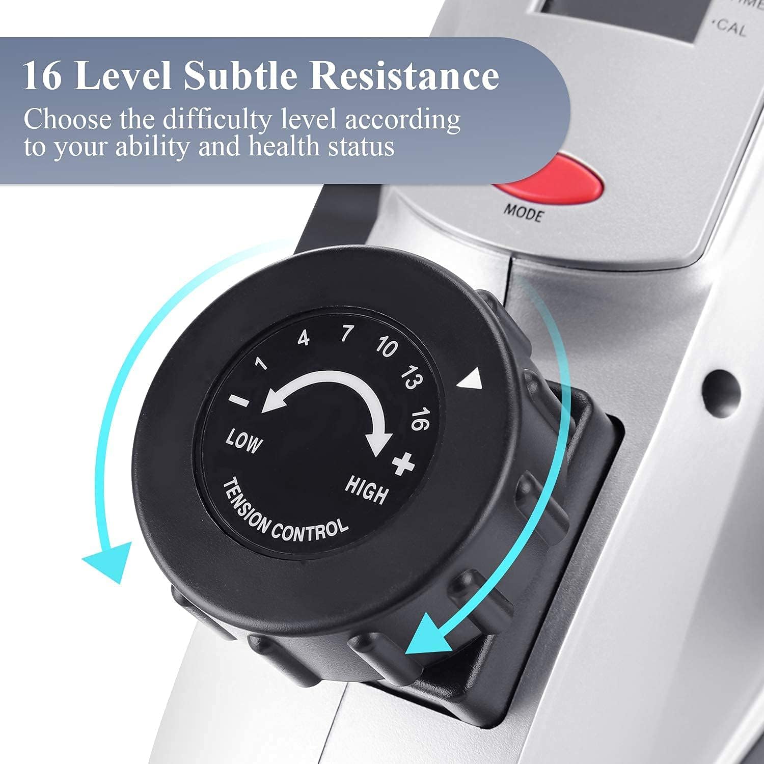 Magnetic Exercise Bike Pedal Exerciser with LCD Monitor and Resistance Bands P412