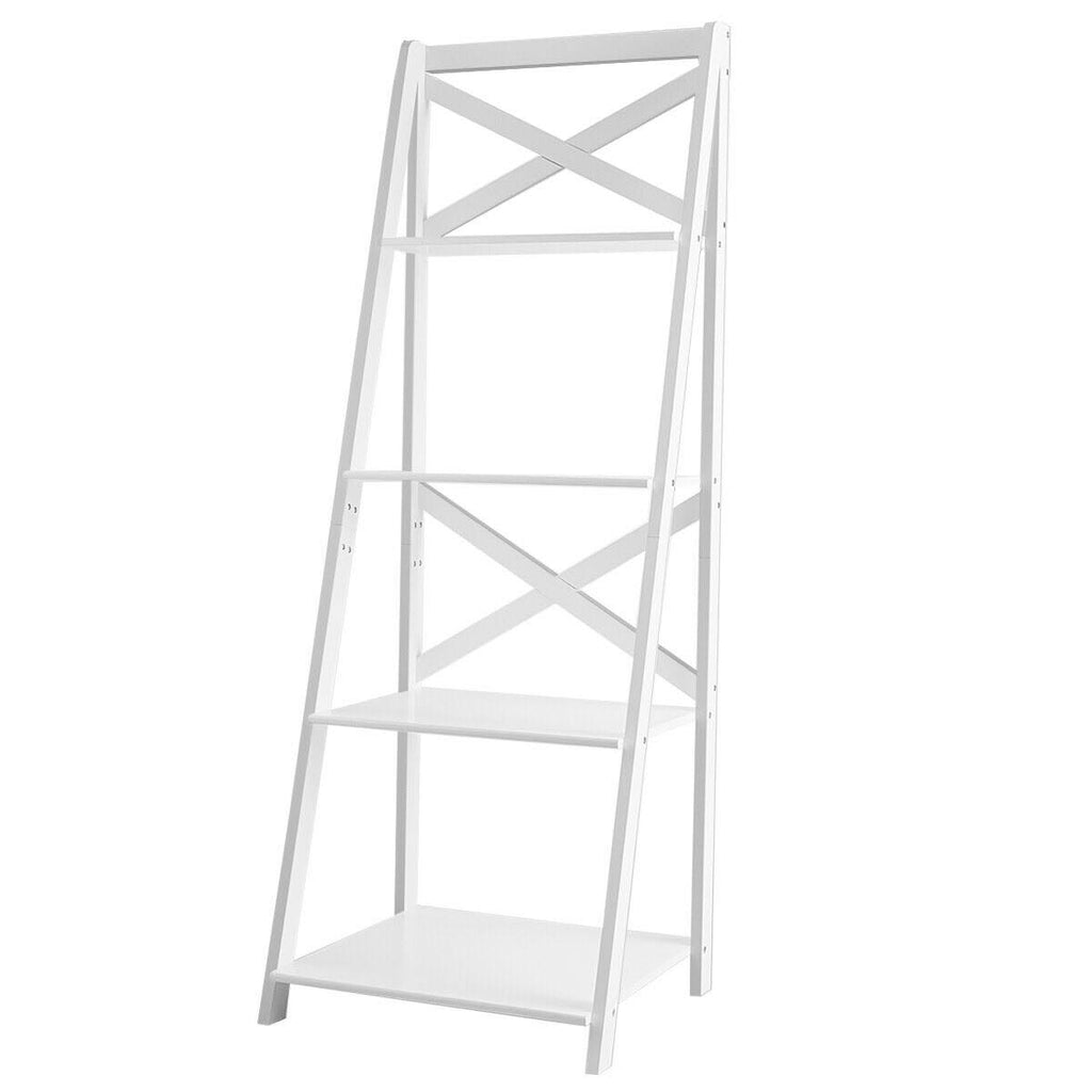 White 4-Tier Wood Display Storage Bookshelf Z975466